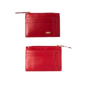 BOSI Women's Genuine Leather Top Zip Coinpouch Card Holder Wallet